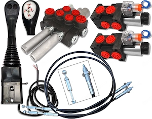 Artikel: Hydraulic distributor 4 SEK 40L SET Joystick Bowden cable front loader magnetic valve Hochw