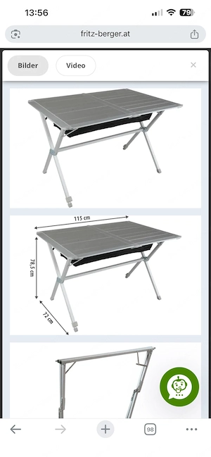 Berger Alu Rolltisch, Campingtisch Bild 2