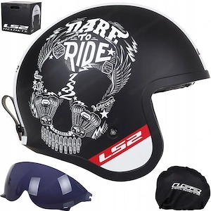 Starter Set Retro Motorrad Helm mit Sonnenblende Groessenwahl Bild 2