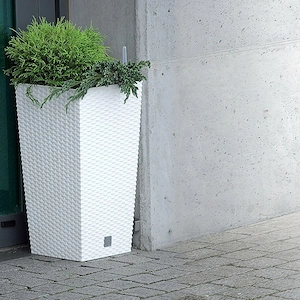 ANGEBOT Rattan Blumentopf Blumenkasten mit Fuessen Blumenkuebel mit System zur Bewaesserung Farbwahl Bild 4