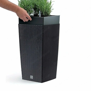ANGEBOT Rattan Blumentopf Blumenkasten mit Fuessen Blumenkuebel mit System zur Bewaesserung Farbwahl Bild 3