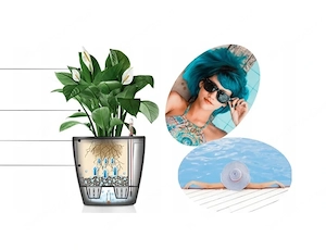 ANGEBOT Rattan Blumentopf Blumenkasten mit Fuessen Blumenkuebel 17l Bild 7