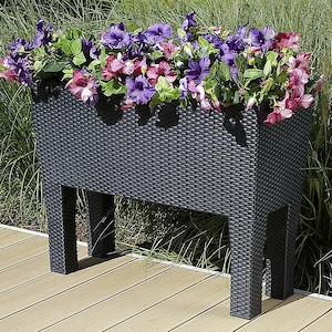 ANGEBOT Rattan Blumentopf Blumenkasten mit Fuessen Blumenkuebel 72l Bild 3