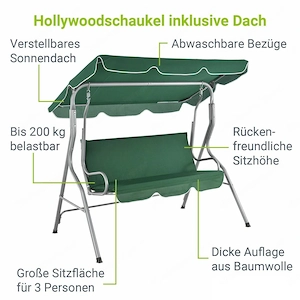 Artikel: Schaukel Hollywoodschaukel Gartenschaukel 3er Schaukelbank Haengeschaukel Bank Farbwahl Hoc Bild 6