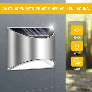 4x Solarleuchte Solarlampe Aussen Garten Wandlampe Strahler Haus Bild 4