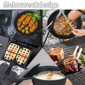 Dutch Kochtopf 11 tlg Oven Set Topf mit Holzkiste Grillplatte Gusseisen Outdoor Bild 4