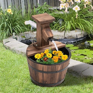 Artikel: Gartenbrunnen Wasserspiel Zierbrunnen Springbrunnen Fassbrunnen Holz Hochwertiger Artikel a