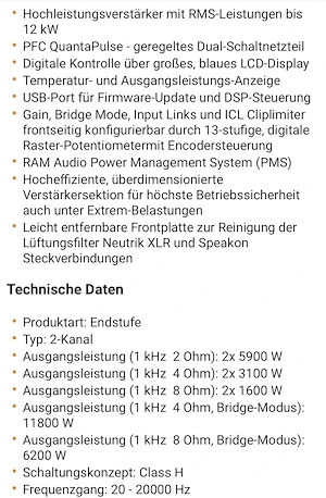 Endstufe RAM Audio W 12000 Bild 4