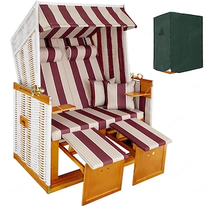 Strandkorb 2 Personen Volllieger Gartenliege Sonnenliege Meer mit Schutzhuelle XXL SET Farbwahl Bild 8