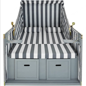 Strandkorb 2 Personen Volllieger Gartenliege Sonnenliege Meer mit Schutzhuelle XXL SET Farbwahl Bild 4