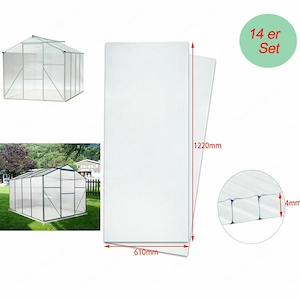 Artikel: 14x polycarbonate roof panels double wall panels hollow chamber panels greenhouse panels 4m