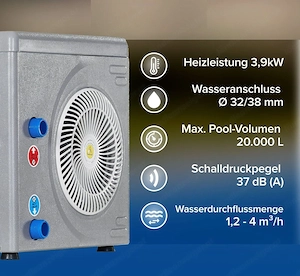 Pool Waermepumpe Poolheizung Wasser Luft Waermetauscher Waerme Pumpe 3 9 kW Bild 4