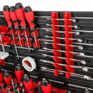 BESTSELLER Werkzeugwand Set Werkzeughaltern mit Lochwand Lagersystem Warkzeuglochwand Wandregal Werk Bild 3