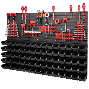 BESTSELLER Werkzeugwand Set Werkzeughaltern mit Lochwand Lagersystem Warkzeuglochwand Wandregal Werk Bild 3