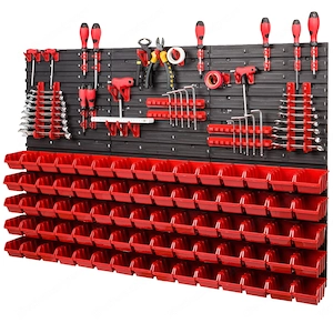 BESTSELLER Werkzeugwand Set Werkzeughaltern mit Lochwand Lagersystem Warkzeuglochwand Wandregal Werk Bild 3