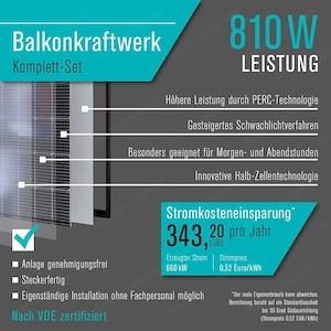 Artikel: Balcony power plant 810 W   600 W photovoltaic solar system ready to plug in Hochwertiger A Bild 4
