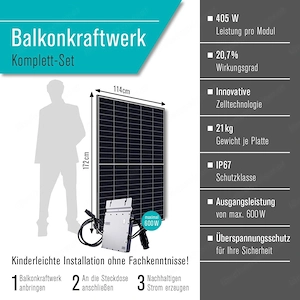Artikel: Balcony power plant 810 W   600 W photovoltaic solar system ready to plug in Hochwertiger A Bild 3