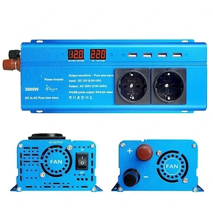 Artikel: Voltage converter 1500W 3000W Pure sine wave 12V - 230V inverter 4USB 2AC Hochwertiger Arti Bild 2
