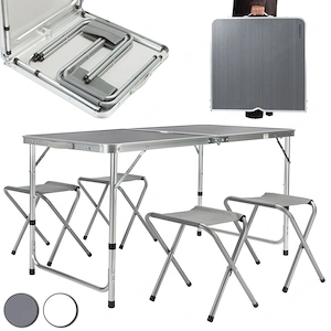 Artikel: Outdoor Klapptisch Campingtisch Alu klappbar Gartentisch faltbar 120x60cm Camping Hocker Ho Bild 3