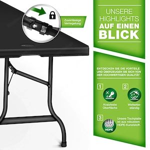 Artikel: Outdoor Klapptisch 180cm Gartentisch Buffettisch Campingtisch klappbar Garten Hochwertiger  Bild 3