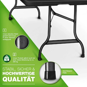 Artikel: Outdoor Klapptisch 180cm Gartentisch Buffettisch Campingtisch klappbar Garten Hochwertiger  Bild 4