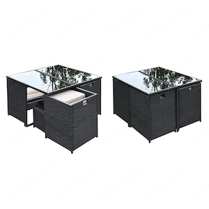 Artikel: 9-piece seating group garden furniture garden set lounge polyrattan rattan dining group Hoc Bild 3