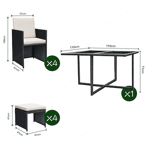 Artikel: 9-piece seating group garden furniture garden set lounge polyrattan rattan dining group Hoc Bild 4