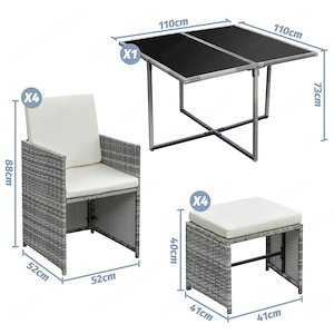 Artikel: 9-piece seating group garden furniture garden set lounge polyrattan rattan dining group Hoc Bild 8