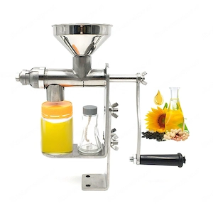 Manuelle OElpresse Maschine Edelstahl mit Trichter Handkurbel Nuss Samenoel Pressmaschine