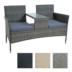 Artikel: Gartenbank Polyrattan Bank Rattan Sitzbank 2 Sitzer Gartenmoebel Balkonmoebel Farbwahl Hoch