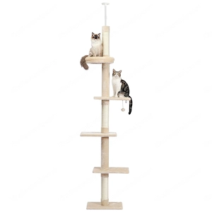 Artikel: Ceiling-high cat scratching post climbing tower cat tree XXXL tower 228-274 cm beige Hochwe