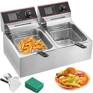 Artikel: Fritteuse Imbiss Twin Elektro Fritteuse 2x6l 5000W 220V Restaurant Foodtruck Bistro Hochwer