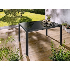Alu Gartentisch mit Wendetischplatte schwarz Bild 3
