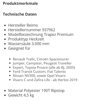 Heckzelt für Camping Bus - VW  Ford usw. guter Zustand 