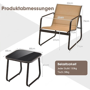 Artikel: 3 pieces Garden furniture set, balcony furniture set, bistro set + table & 2 chairs Hochwer Bild 5