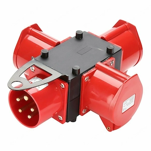 TYP B Eingang 400V   32 A 5-polig Ausgang 3 x CEE 400V   32A 5-polig Wasserdicht Schutzart IP44 mit