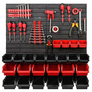 Werkzeug-Wandset, Werkzeughalter mit Lochwand-Aufbewahrungssystem, Werkzeug-Lochwand-Wandregal, Werk Bild 2