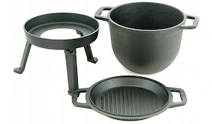 Die Grillpfanne und der Topf k nnen auch zu Hause verwendet werden, das Geschirr ist f r alle Bild 2