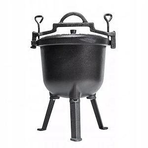 ANGEBOT BBQ Dutch Oven Eintopf handgefertigt mit Fuesse ca. 8l fuer Lagerfeuer Bild 3
