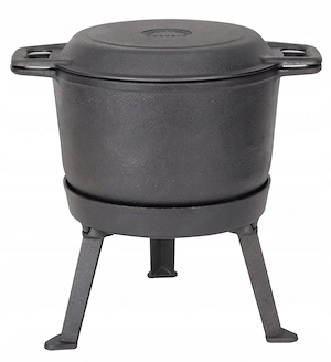 BBQ Dutch Oven Eintopf handgefertigt mit Fuesse ca. 12l fuer Lagerfeuer Camping etc. XXL Set mit Pfa Bild 8