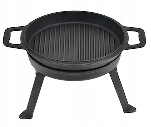 BBQ Dutch Oven Eintopf handgefertigt mit Fuesse ca. 12l fuer Lagerfeuer Camping etc. XXL Set mit Pfa Bild 4