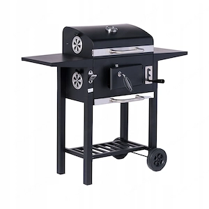 BBQ Holzkohlegrill Grill Smoker Set mit Deckel Hoehenverstellbar 2 Seitenablagen Bild 3