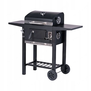 BBQ Holzkohlegrill Grill Smoker Set mit Deckel Hoehenverstellbar 2 Seitenablagen Bild 4