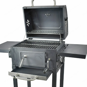BBQ Holzkohlegrill Grill Smoker Set mit Deckel Hoehenverstellbar 2 Seitenablagen Bild 3