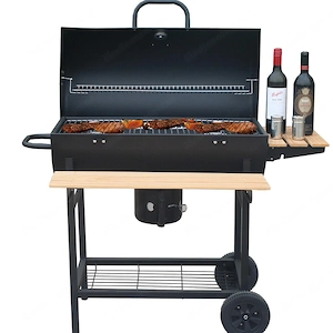 BBQ Holzkohlegrill Grill Smoker Set mit Deckel Camping Outdoor Seitenablage Bild 5