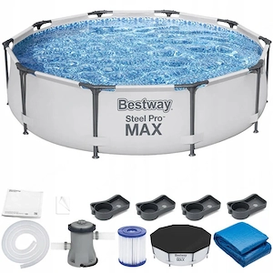 Artikel: BESTWAY Steel Pro Max Frame Pool Set rund 305x76cm mit Filteranlage im XXL Starter Set Hoch