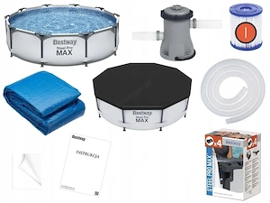 Artikel: BESTWAY Steel Pro Max Frame Pool Set rund 305x76cm mit Filteranlage im XXL Starter Set Hoch Bild 3