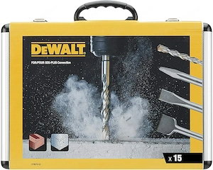 Dewalt SDS plus Meissel und Bohrer Set 4x Flachmeissel 1 Spitzmeissel 10 Bohrer fuer Bohrarbeiten in Bild 3