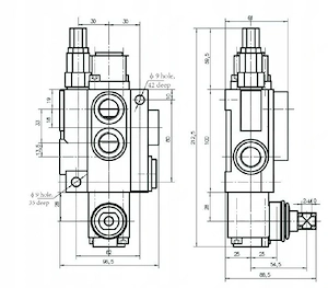 Artikel: Hydraulic distributor monoblock lever control 3-PIECE DISTRIBUTOR 40L + CONNECTION SET Hoch Bild 4