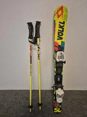Kinderski Völkl Racetiger SL ink. Bindung & Fischer Stöcke 